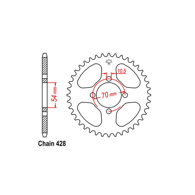 REAR SPROCKET - STEEL 44T 428P (32-KPP-44) Hover Image