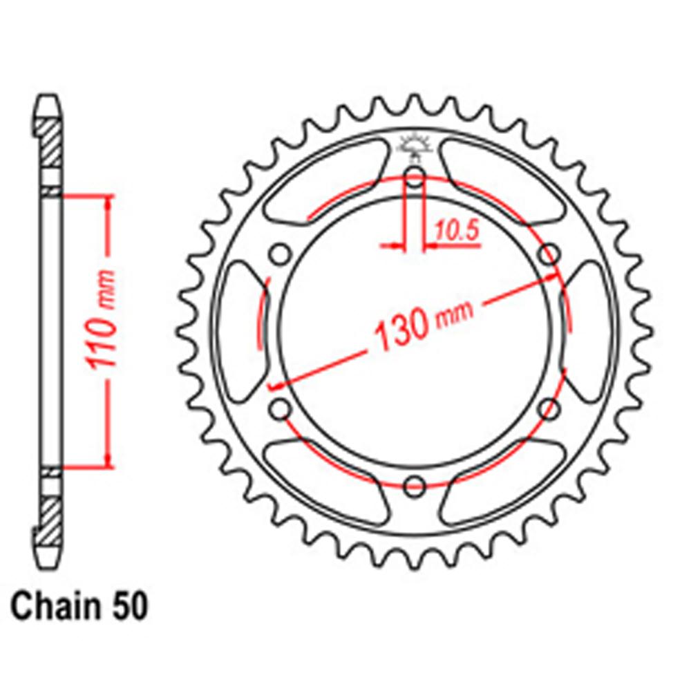 REAR SPROCKET - STEEL 46T 530P (32-198-46)