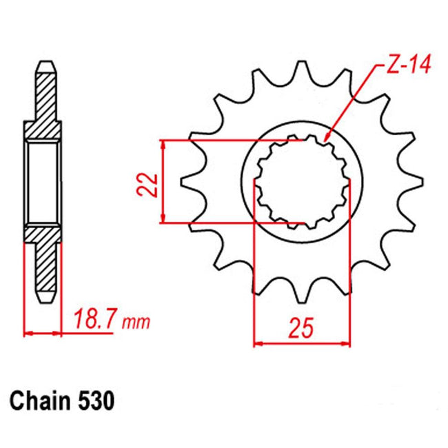 FRONT SPROCKET - STEEL 15T 530P (41-D07-15) Hover Image