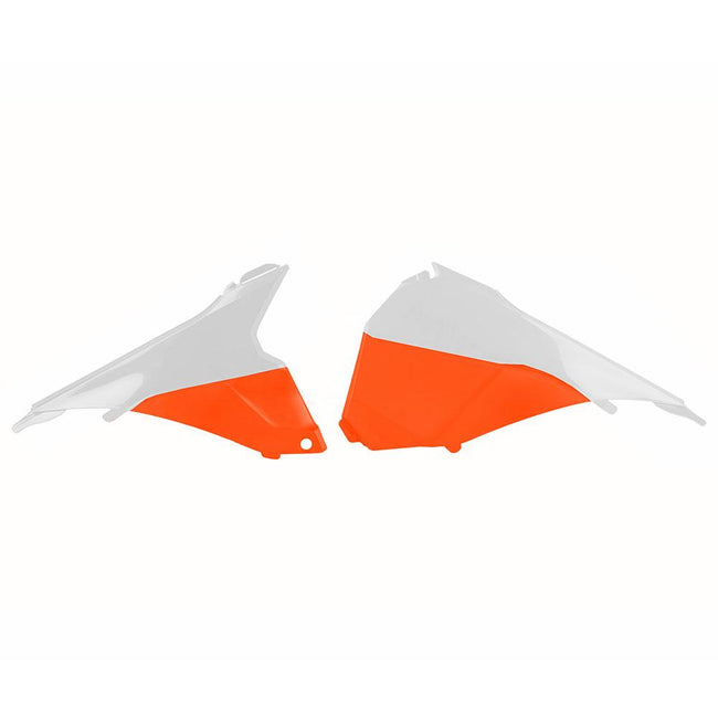 POLISPORT AIRBOX COVERS KTM EXC/EXC-F 14-16 - WHITE/ORANGE Hover Image