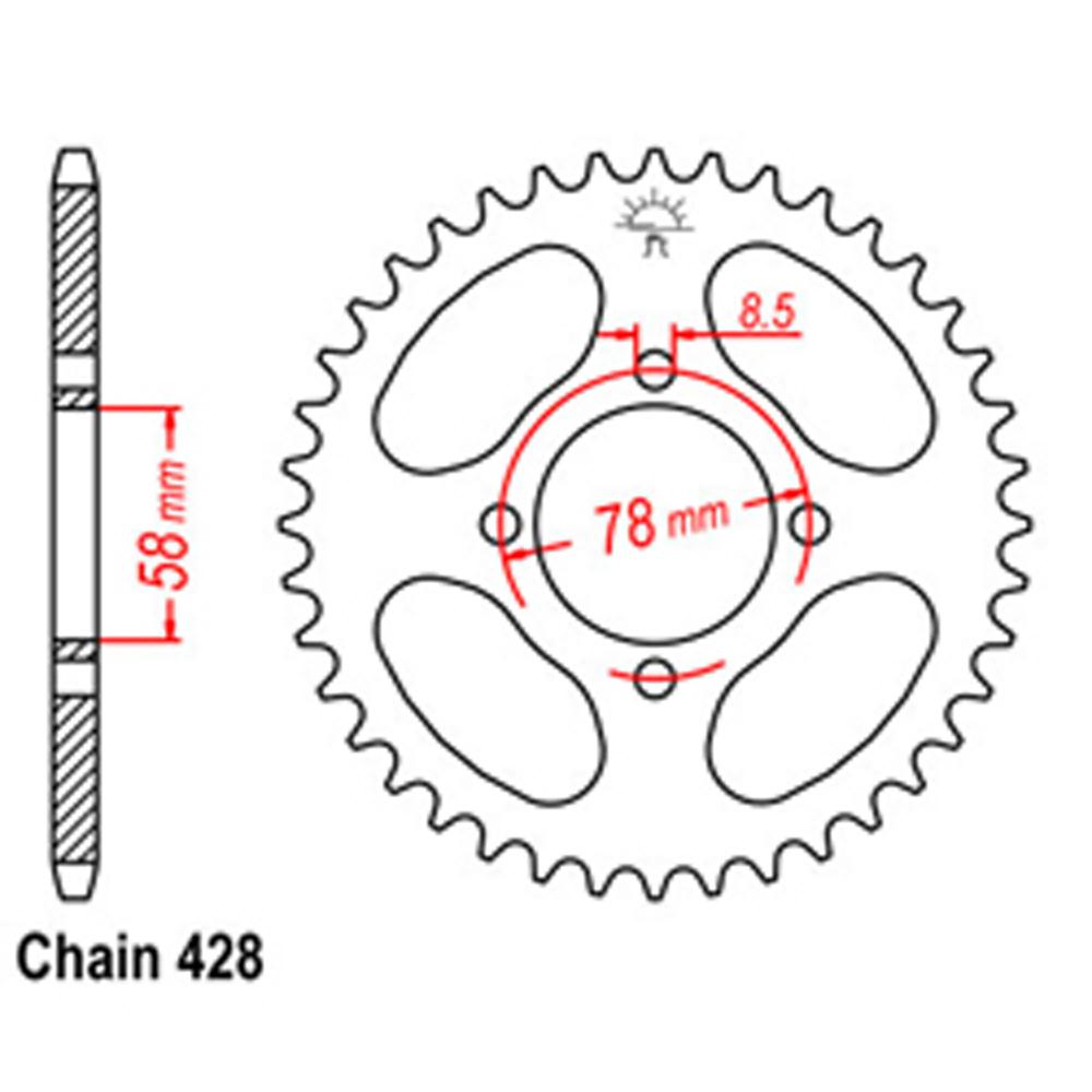 REAR SPROCKET - STEEL 47T 428P (32-207-47)