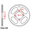 REAR SPROCKET - STEEL 47T 428P (32-207-47)