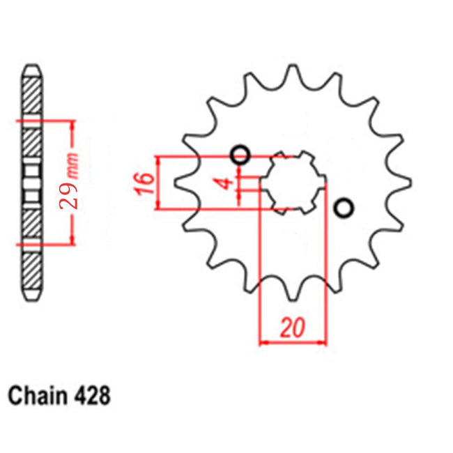 FRONT SPROCKET - STEEL  12T 428P (NOT D/D) Hover Image