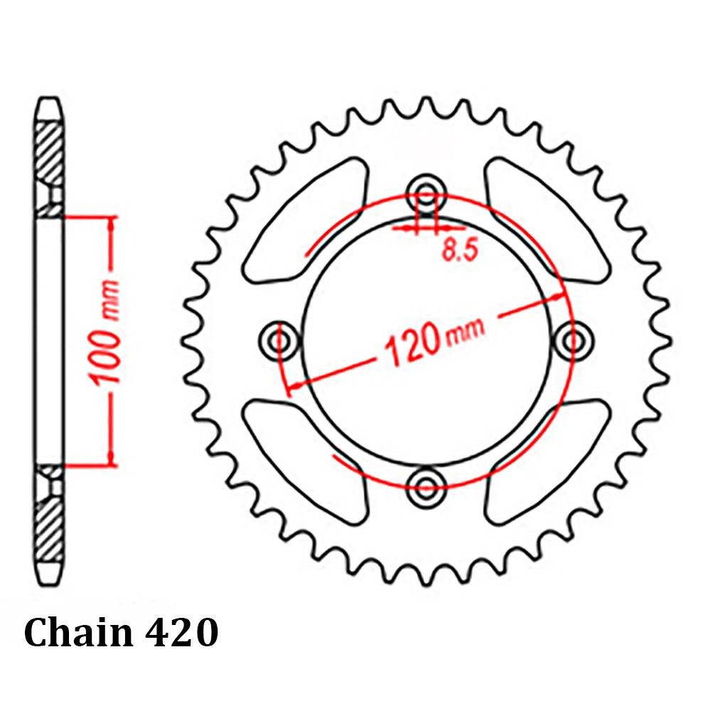 REAR SPROCKET - STEEL 47T 420P (32-02B-47)