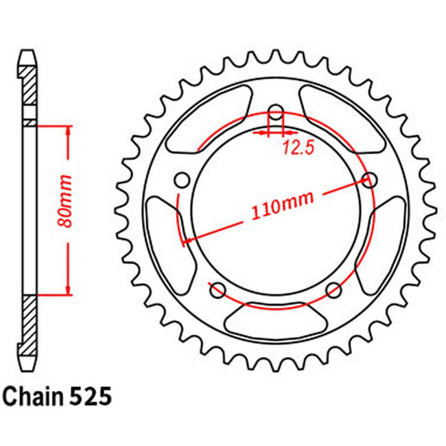 REAR SPROCKET - STEEL 44T 525P (32-MJP-44) Hover Image