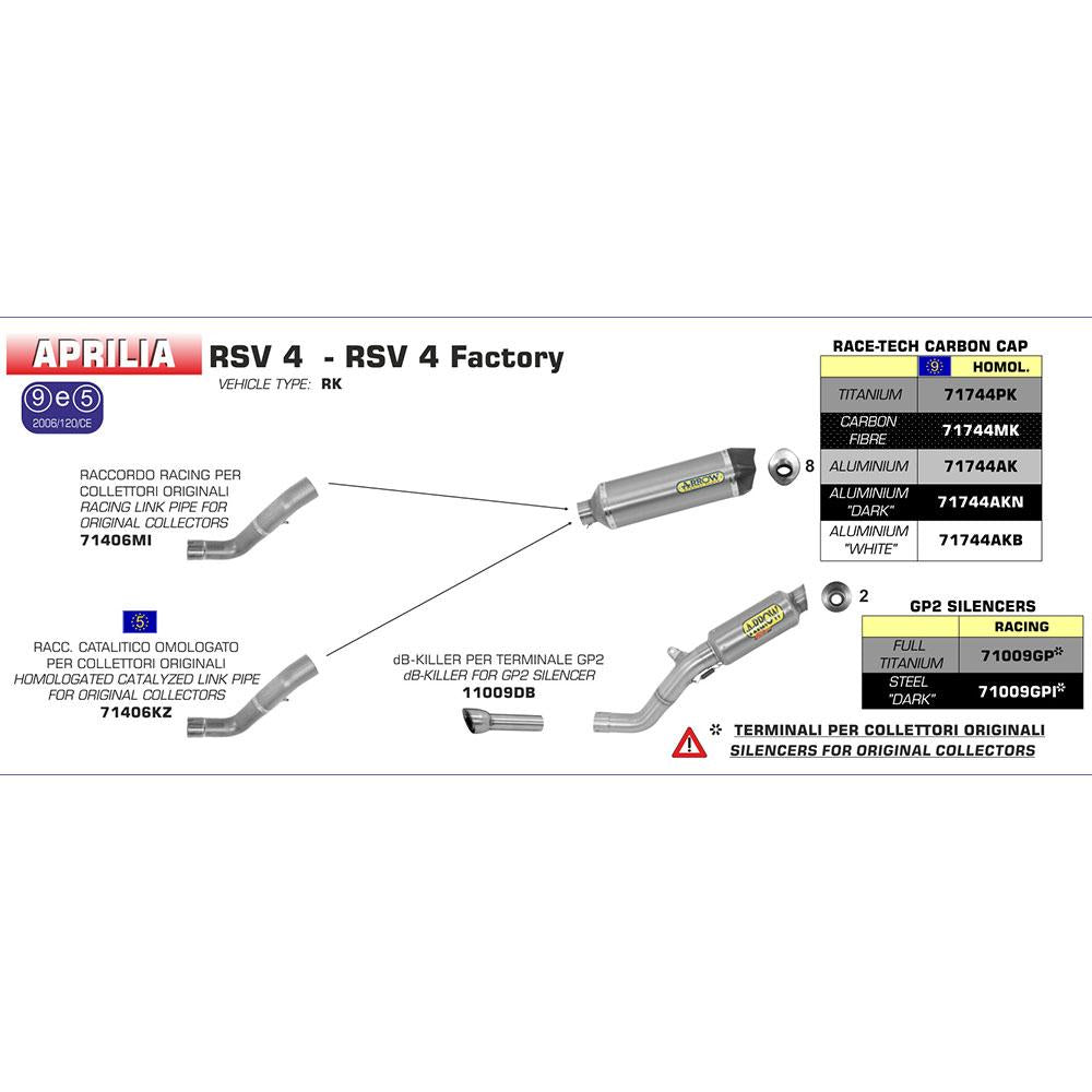 ARROW 71406MI [RAS]: LINK PIPE Stainless steel - APR RSV4 09-15 / TUONO V4R 11-15