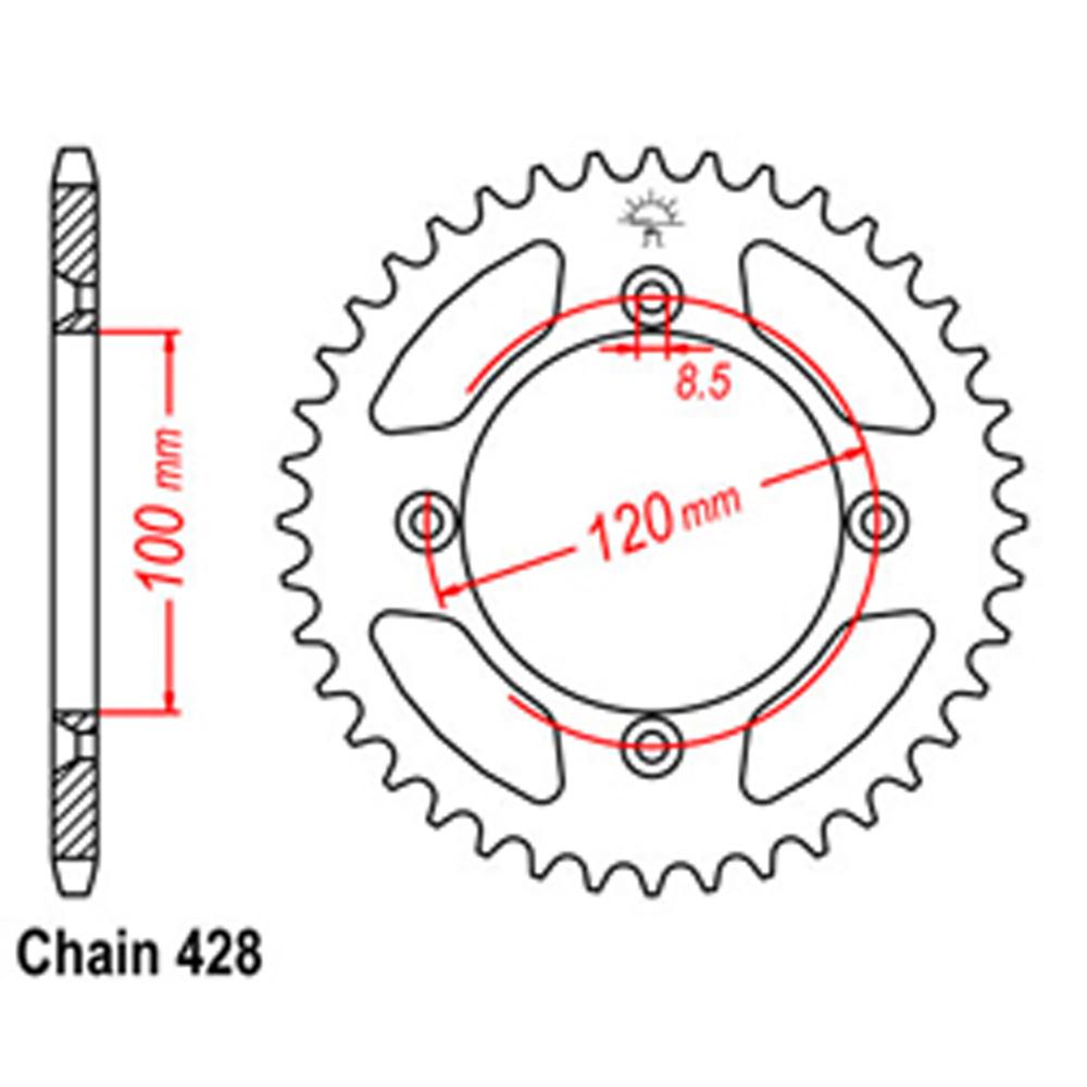 REAR SPROCKET - STEEL 52T 428P (32-209-52)