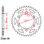 REAR SPROCKET - STEEL 34T 530P (32-256-34)