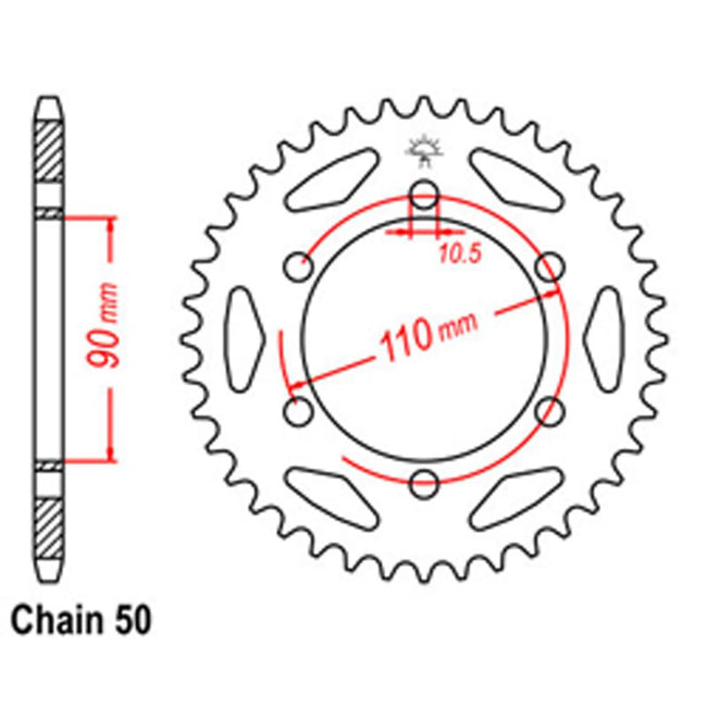 REAR SPROCKET - STEEL 34T 530P (32-256-34) Hover Image