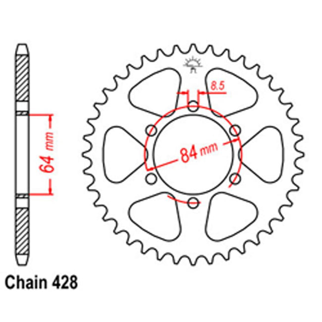 REAR SPROCKET - STEEL 53T 428P (32-287-53) Hover Image