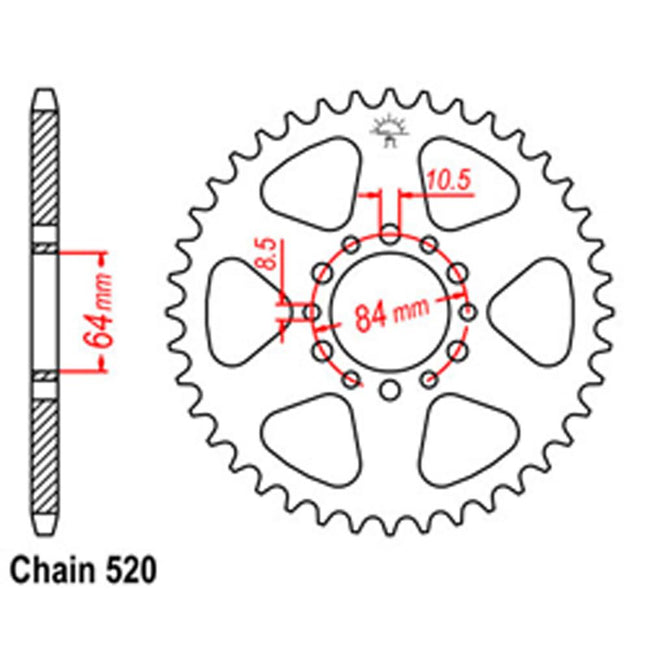 REAR SPROCKET - STEEL 47T 520P D/D (32-290-47) Hover Image