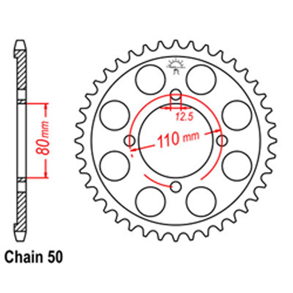 REAR SPROCKET - STEEL 40T 530P (32-300-40)