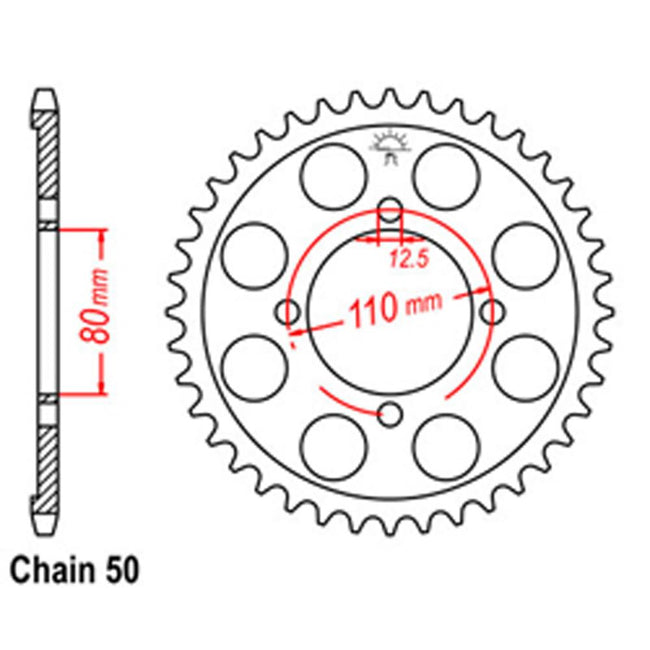 REAR SPROCKET - STEEL 48T 530P (32-300-48) Hover Image