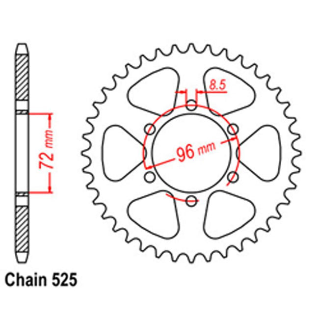 REAR SPROCKET - STEEL 40T 525P (32-301-40) Hover Image