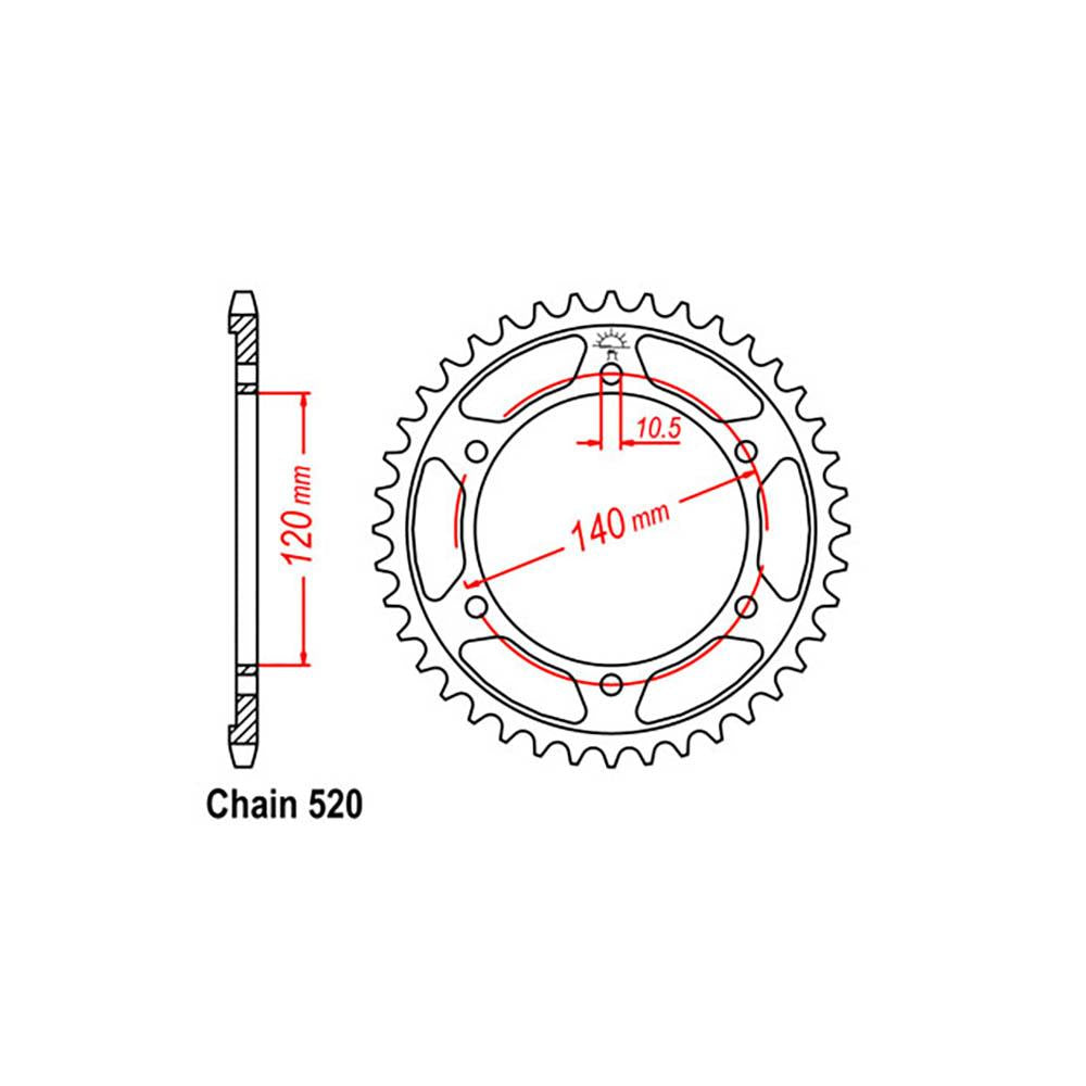 REAR SPROCKET - STEEL 37T 520P (32-307-37)