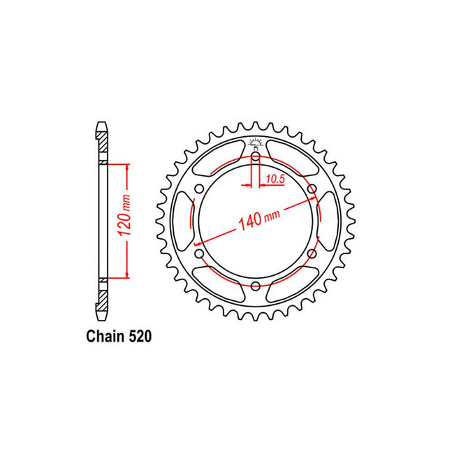 REAR SPROCKET - STEEL 37T 520P (32-307-37) Hover Image