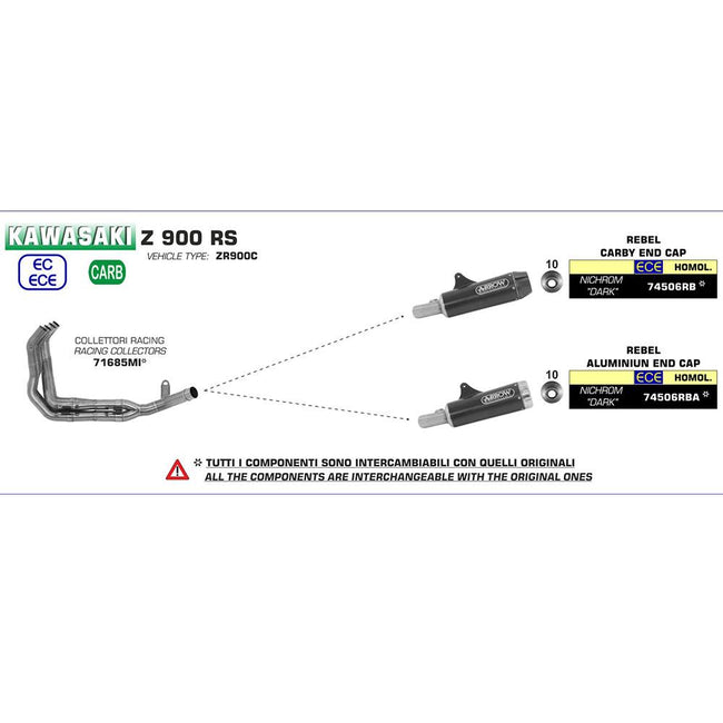 ARROW 74506RBA Silencer - REBEL Nichrom Dark Silencer with Aluminium Silver End Cap Main Image