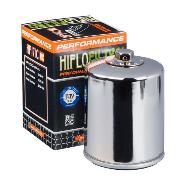 HIFLOFILTRO - OIL FILTER  HF171CRC CHROME (With Nut) Hover Image