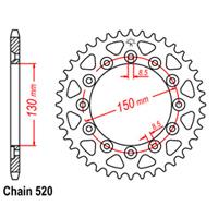 REAR SPROCKET - STEEL 52T 520P D/D (32-428-52)