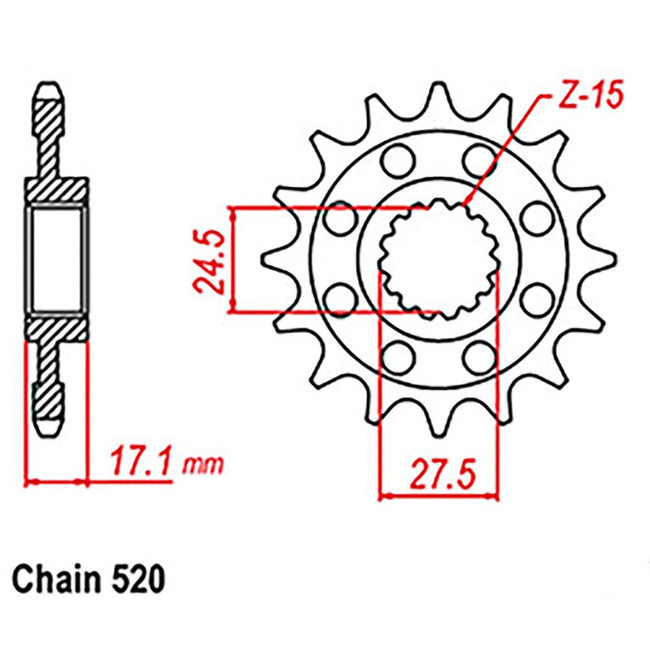 FRONT SPROCKET - STEEL 15T 520P (41-D08-15) Hover Image