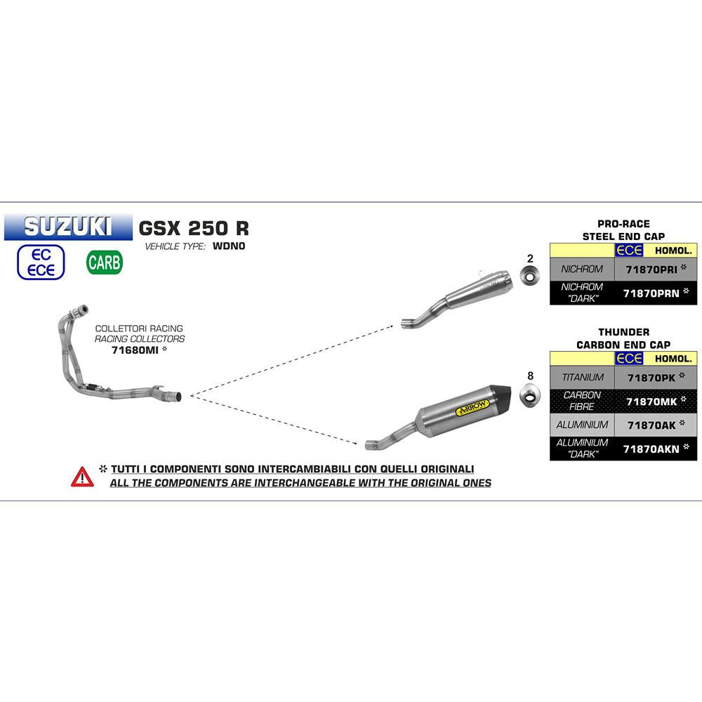 ARROW 71870PRI Silencer - PRO-RACE Nichrom Silver with Steel End Cap