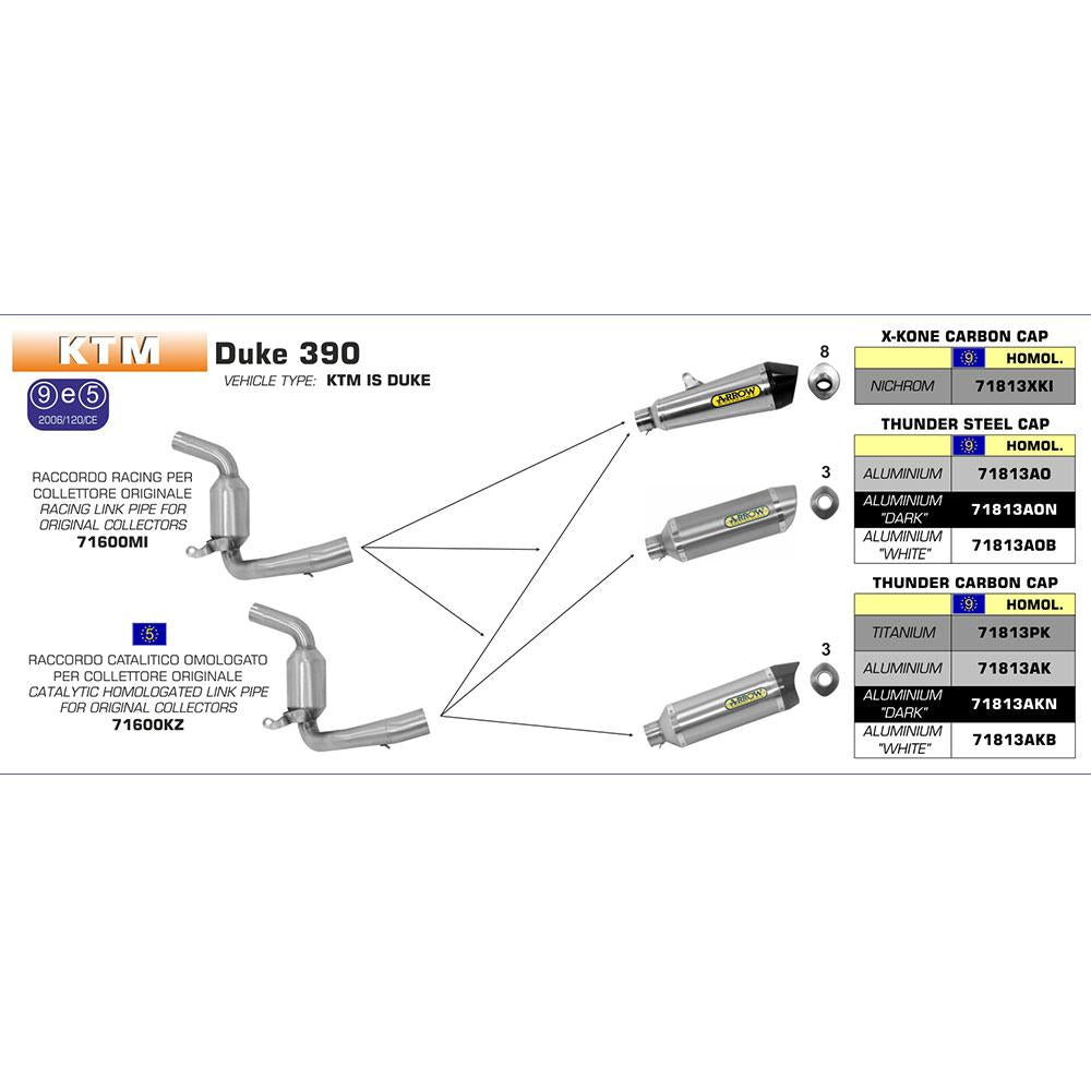 ARROW 71600MI [RAS]: LINK PIPE N-C Stainless steel - KTM DUKE 390 13>16