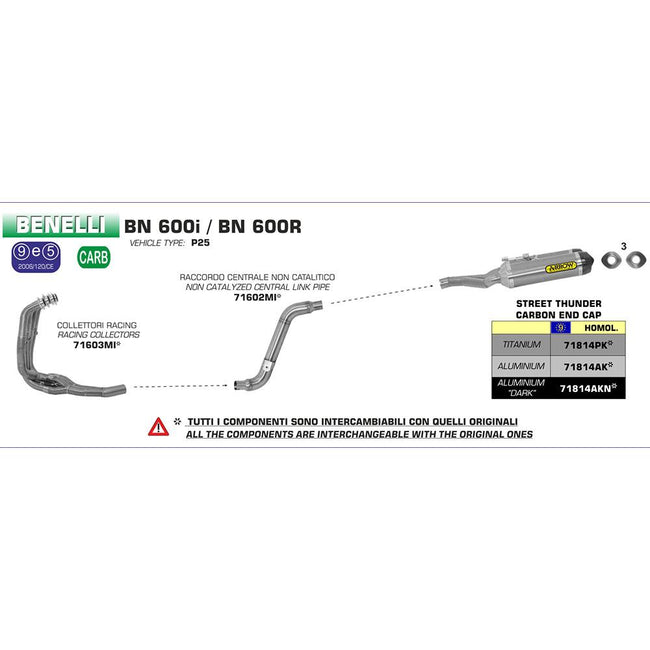 ARROW 71814AK Silencer Set - THUNDER Aluminium Silver with Carbon End Cap Main Image