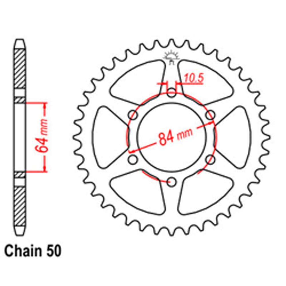 REAR SPROCKET - STEEL 45T 530P (32-440-45)