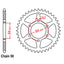 REAR SPROCKET - STEEL 45T 530P (32-440-45)