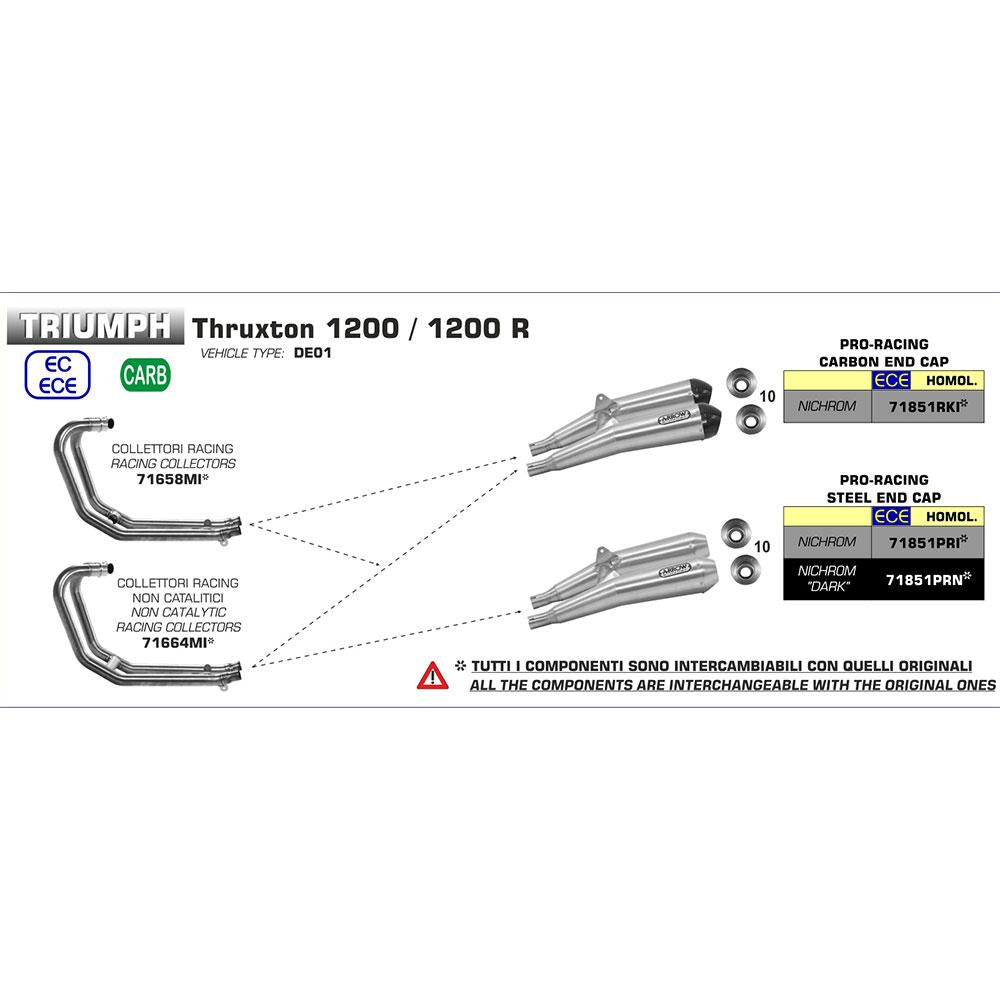 ARROW 71851PRI Silencer Set - PRO-RACING Nichrom Silver with Steel End Cap