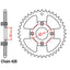REAR SPROCKET - STEEL 42T 428P (32-459-42)