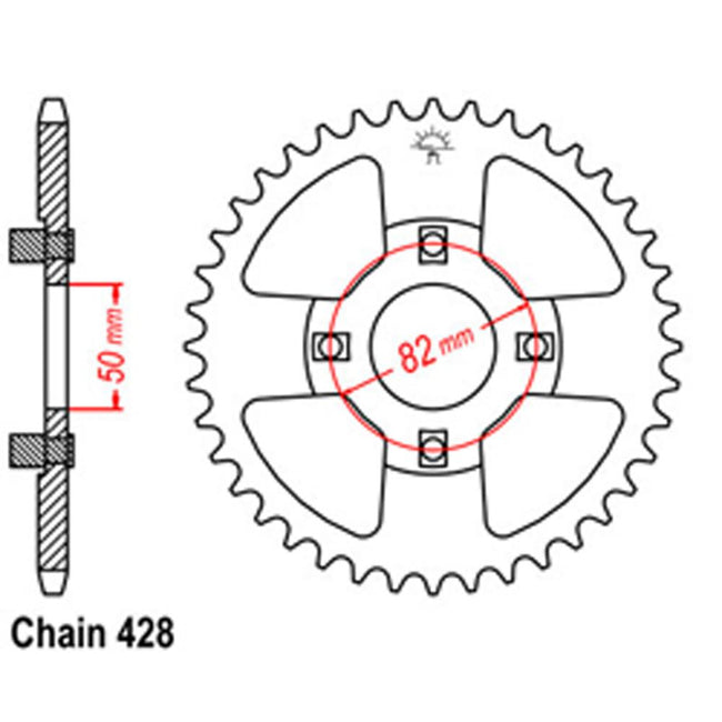 REAR SPROCKET - STEEL 42T 428P (32-459-42) Hover Image