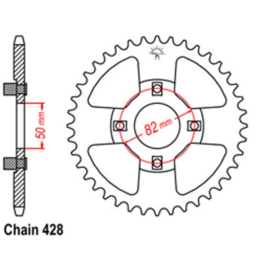 REAR SPROCKET - STEEL 45T 428P (32-459-45)
