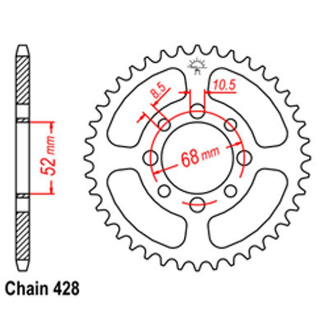 REAR SPROCKET - STEEL 46T 428P D/D Hover Image