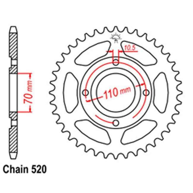 REAR SPROCKET - STEEL 44T 520P (32-471-44) Hover Image