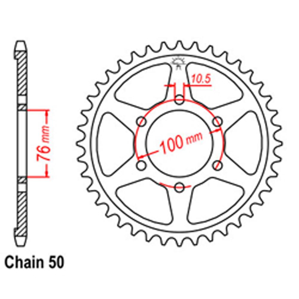 REAR SPROCKET - STEEL 42T 530P (32-476-42)