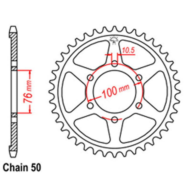 REAR SPROCKET - STEEL 44T 530P (32-476-44) Hover Image
