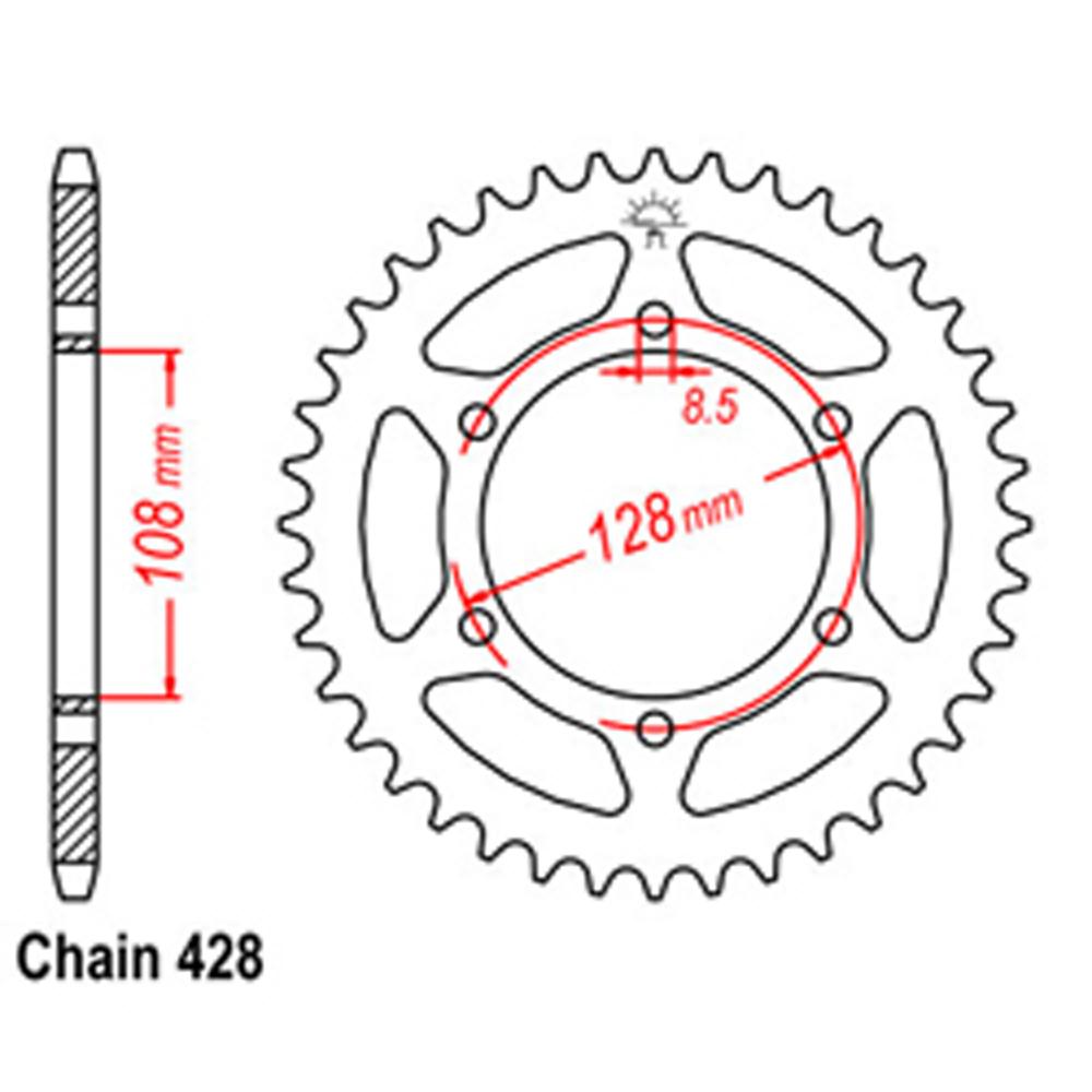 REAR SPROCKET - STEEL 53T 428P (32-487-53)