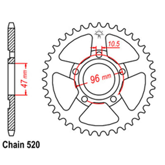 REAR SPROCKET - STEEL 40T 520P (32-965-40) Hover Image