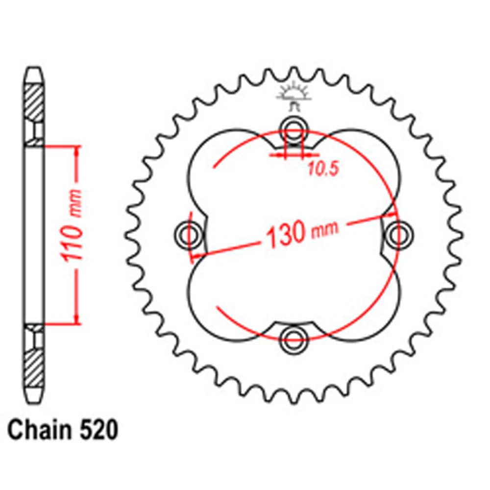REAR SPROCKET - STEEL 39T 520P (32-HA2-39)