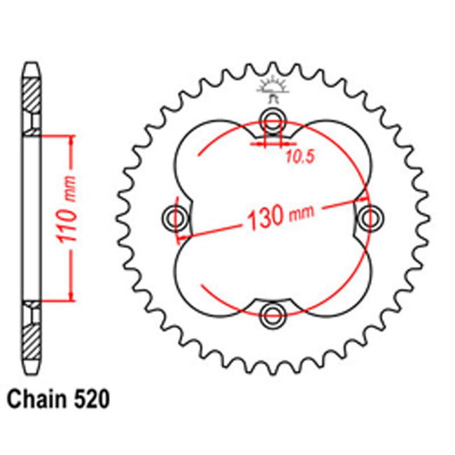 REAR SPROCKET - STEEL 39T 520P (32-HA2-39) Hover Image