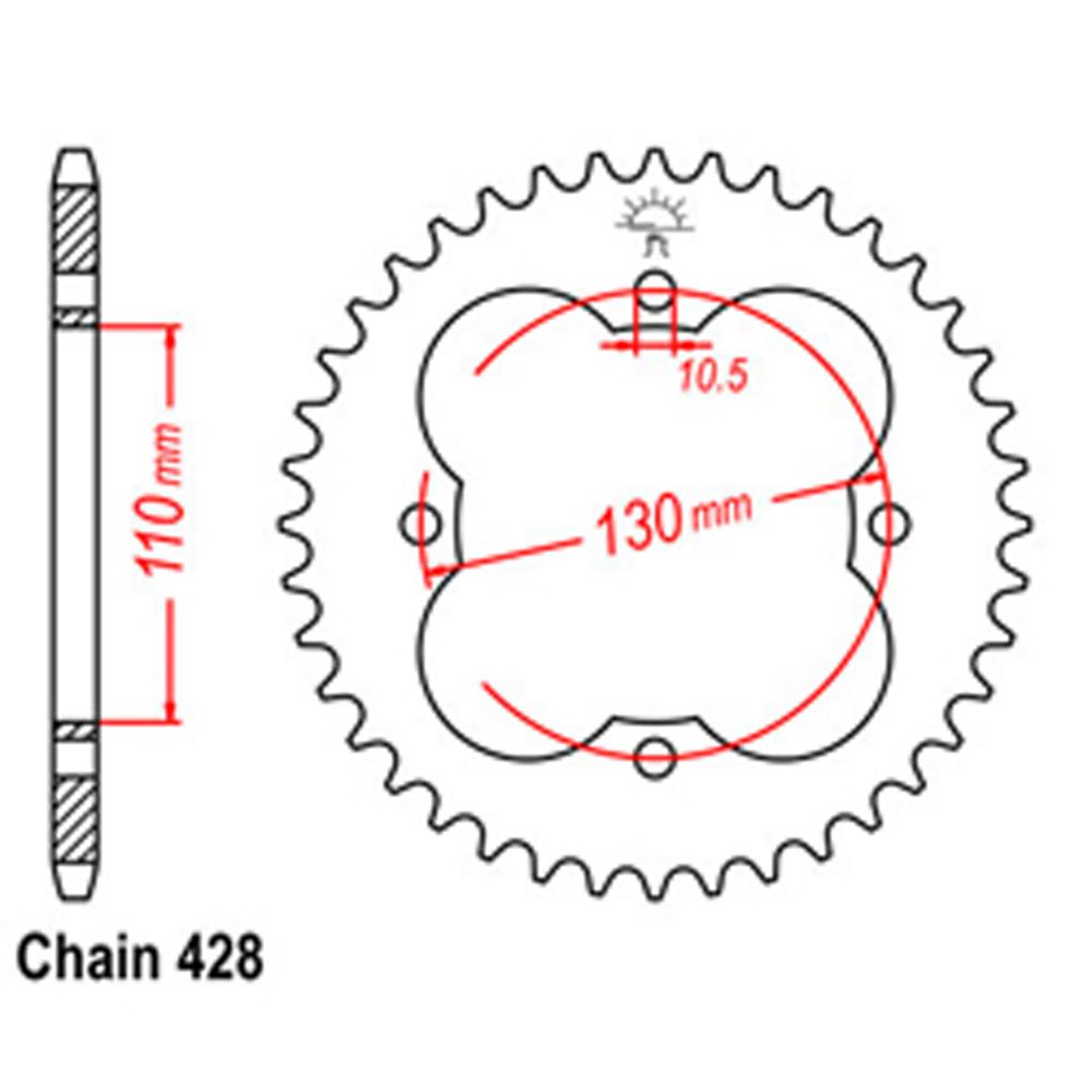 REAR SPROCKET - STEEL 50T 428P (32-HF7-50)