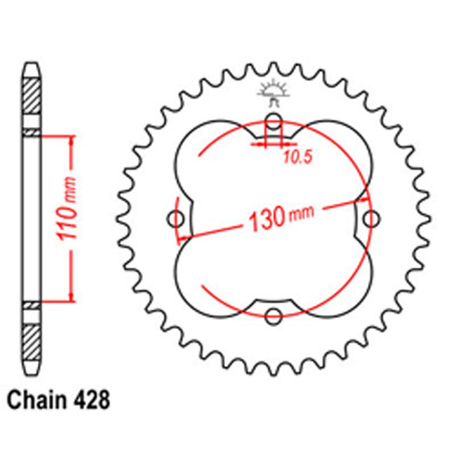REAR SPROCKET - STEEL 50T 428P (32-HF7-50) Hover Image