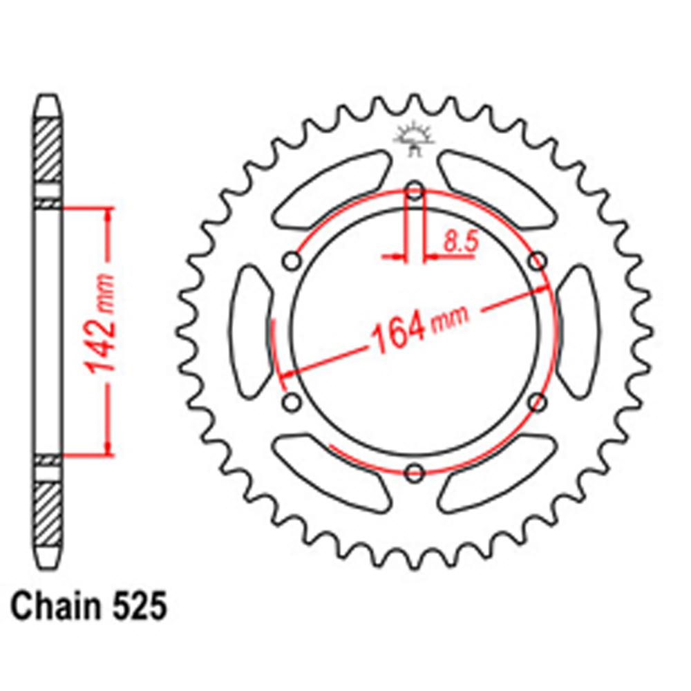 REAR SPROCKET - STEEL 44T 525P (32-HY1-44)