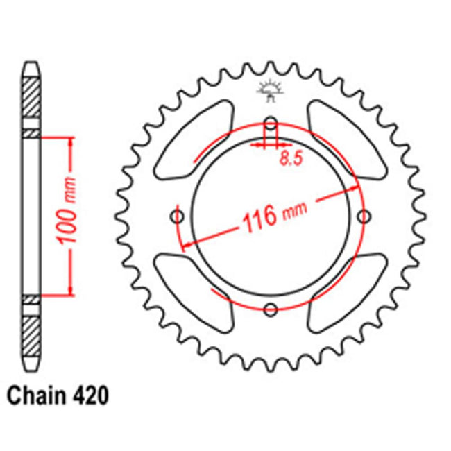 REAR SPROCKET - STEEL 50T 420P (32-K07-50) Hover Image