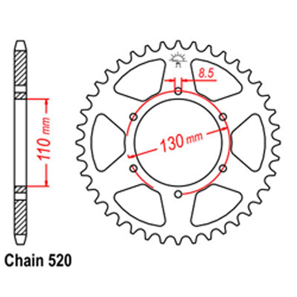 REAR SPROCKET - STEEL 45T 520P (32-329-45)