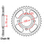 REAR SPROCKET - STEEL 38T 530P (32-367-38)