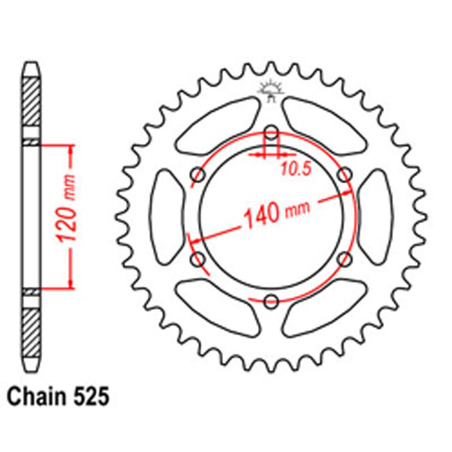 REAR SPROCKET - STEEL 38T 525P (32-371-38) Hover Image