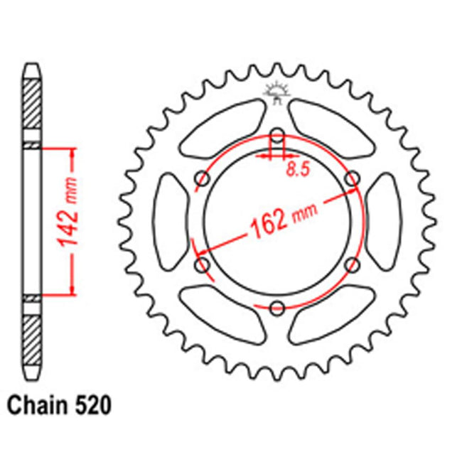 REAR SPROCKET - STEEL 48T 520P (32-400-48) Hover Image