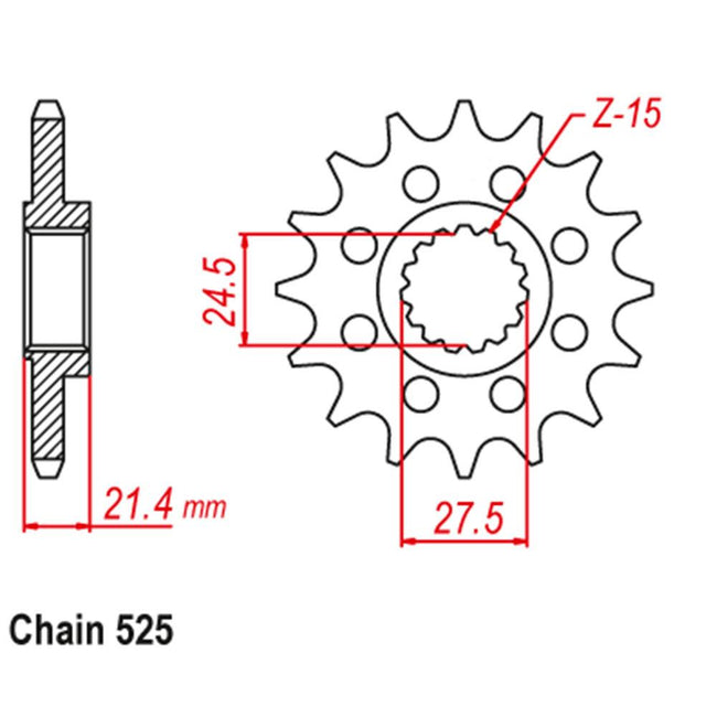 FRONT SPROCKET - STEEL 16T 525P (41-A07-16) Hover Image
